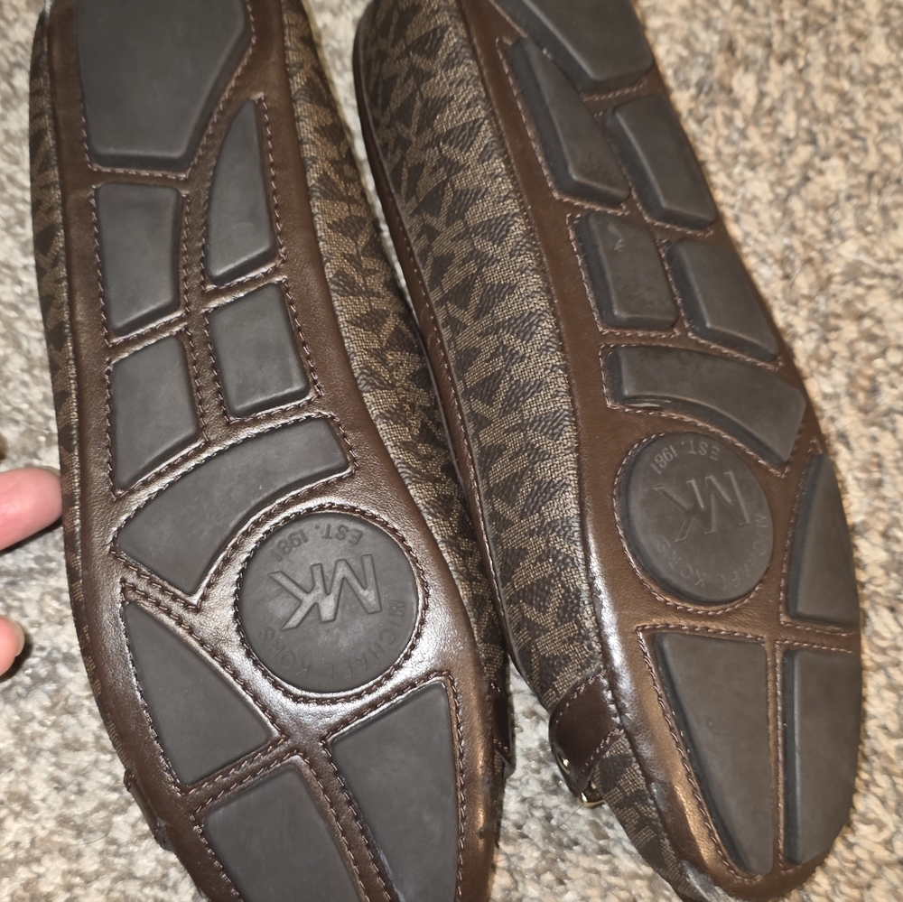 Michael Kors Brown Loafers with Gold Emblem - Picture 3 of 6